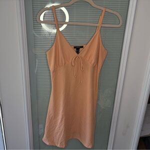 Forever 21 Peach Ribbed Tie-Front Camisole Dress